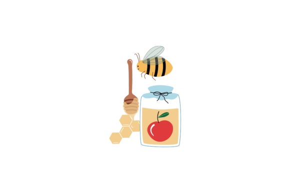 Bee Animals Honey Jar Apple Floral Svg for Graphics & Illustrations