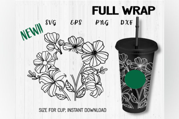 Black Floral, Venti Cold Cup 24 Oz: A Review for Graphics and Illustrations
