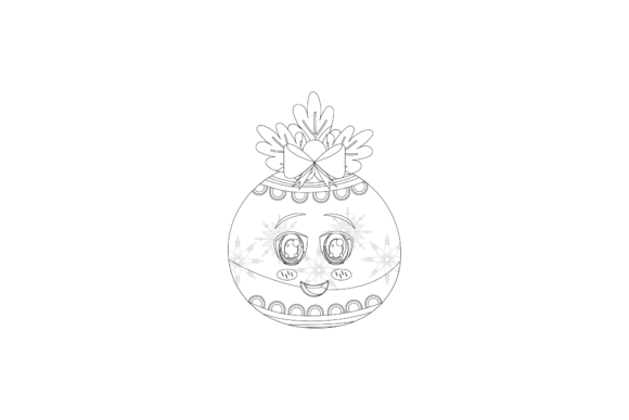 Christmas Ball Kawaii Decor Floral Line Graphics and Illustrations Review