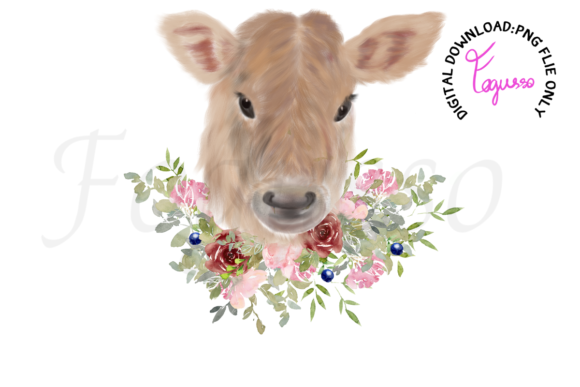 Cow Floral Sublimation Design clipart for Graphics and Illustrations