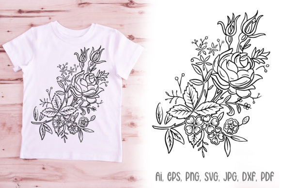 Floral Color Book SVG Flower Rose Graphics & Illustrations