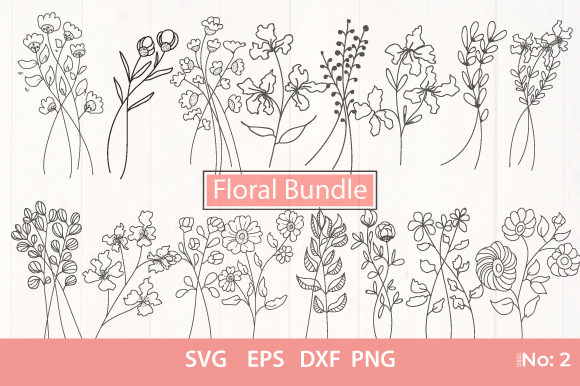 Flower Bundle Floral SVG Botanic Graphics for Illustrations