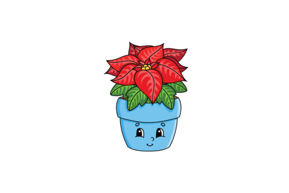 Kawaii Christmas - Floral in Vase Svg Graphics and Illustrations