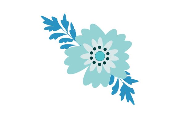 Light Blue Floral Flower Illustration for Graphics and Illustrations