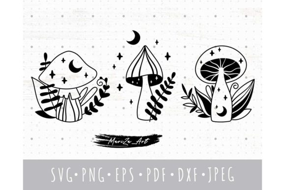 Magic Floral Mushroom SVG and PNG Bundle: Graphics & Illustrations