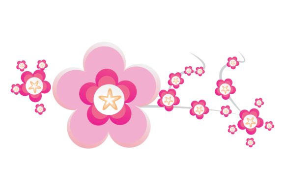 Purple Pink Floral Flower Illustration for Branding and Marketing