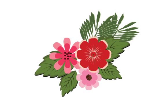 Red Ornament Floral Flower Illustration for Branding and Packaging