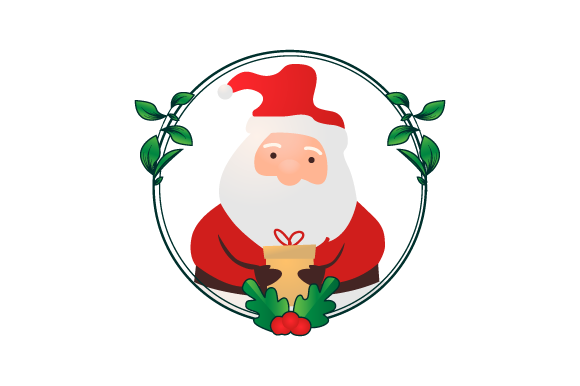 Santa Claus Floral Frame 02: Graphics & Illustrations