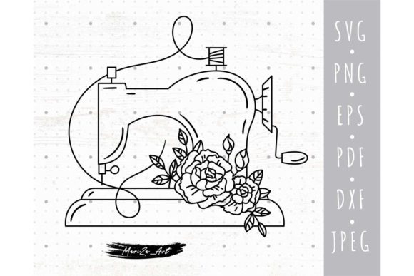 Sewing Machine SVG Floral Illustrations for Blog and Web Design