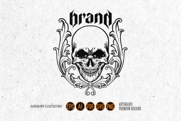 Skull Frame Floral Ornament Silhouette Graphics & Illustrations Review