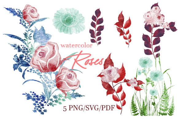 Watercolor Clipart Winter Floral Design for Graphics and Illustrations